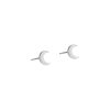 Ręcznie robione kolczyki Moon - małe srebrne półksiężyce na sztyft od Mokave